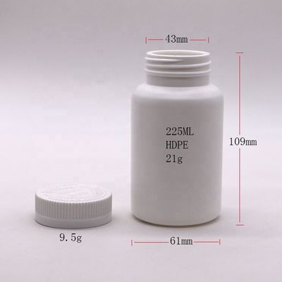 Botella de plástico PET de forma redonda de 225 mL para Plii Medicine Organizador de cápsulas de tabletas sólidas
