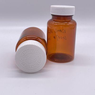 Botella PET de color ámbar de 120 ml con tapa de tornillo blanco/ tapa a prueba de niños 2780 pcs