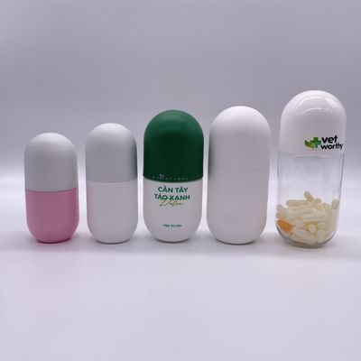 Botella en forma de cápsula de plástico HDPE de 120 ml/130 ml/180 ml/200 ml/250 ml para píldoras de suplemento vitamínico