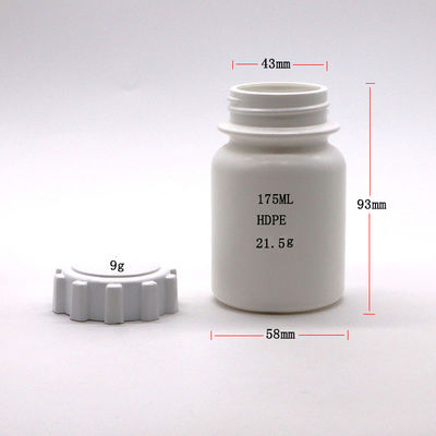 Medicamento Comprimido sólido Cápsula Almacenamiento Botella de plástico PE de 175 ml con cubierta de engranaje