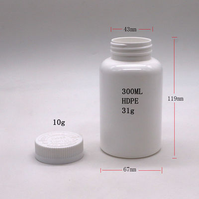 300 ml/10 oz HDPE Botella redonda de cápsulas de plástico para píldoras