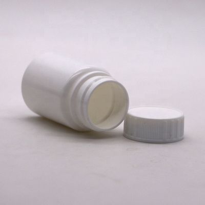 Contenedor de pastillas de plástico blanco portátil de HDPE de 30 ml con tapa de seguridad para niños