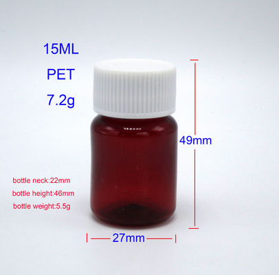 Botella de pastillas de plástico PET de 15 ml de servicio personalizado con tapa de seguridad infantil reciclable libre de BPA