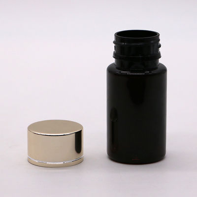 GMP 50ML PET Plastic Medicine Tablet Tablet Botella Contenedor con tapa de revestimiento de oro y plata