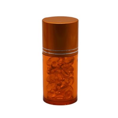 Botella de aceite de pescado recargable de 60 ml de píldora PET cápsula de aceite de pescado con tapa de tornillo de oro plata de aluminio