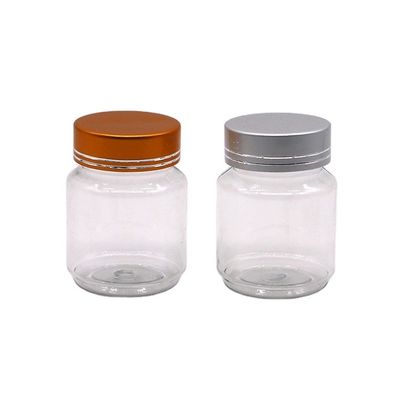70ML PET de grado alimenticio de plástico delicado cápsula botella de píldora con tapa de oro Exportador de plata