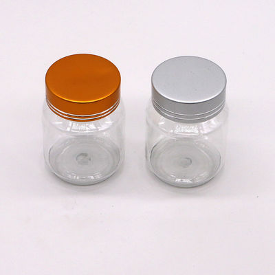 70ML PET de grado alimenticio de plástico delicado cápsula botella de píldora con tapa de oro Exportador de plata