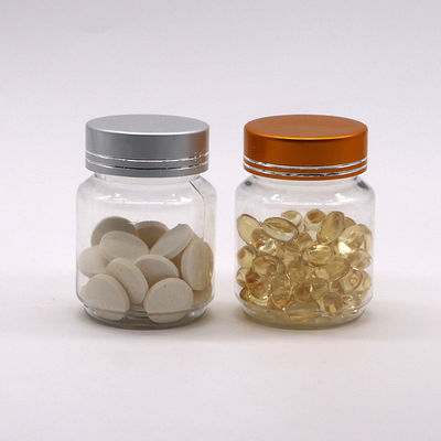70ML PET de grado alimenticio de plástico delicado cápsula botella de píldora con tapa de oro Exportador de plata