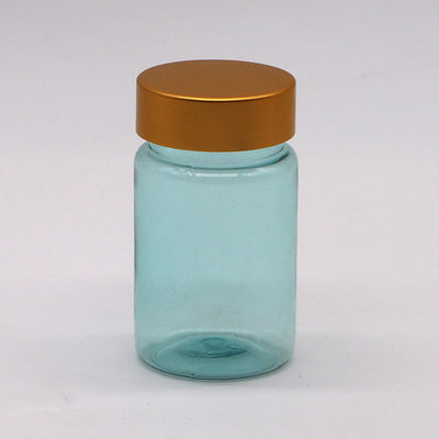 Cuidado de la salud 70ml PET Botella de cápsulas de plástico de píldora con tapa de oro plata