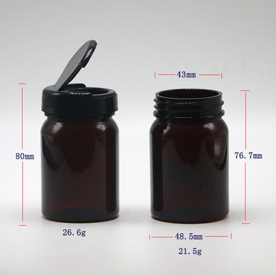 Impresión en pantalla Botella recargable de plástico médico PET de 80 ml para píldoras de cápsula