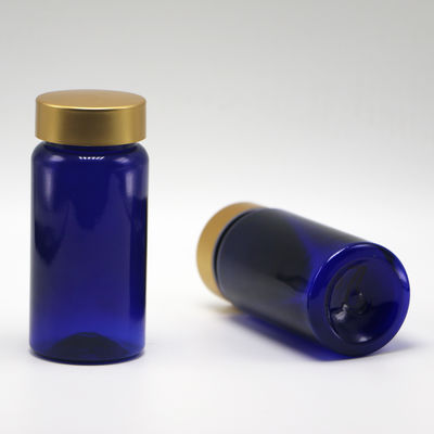 100 ml de PET de color personalizado Estéril Medicamento recargable Botella de plástico para píldoras Cápsula de tableta con tapa de revestimiento dorado