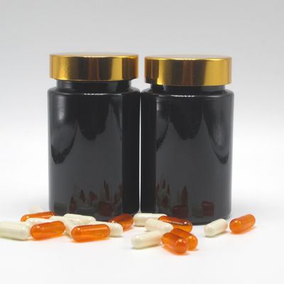 Material base PET 120 ml Botella de plástico negro para el suplemento de la medicina de la píldora cápsula
