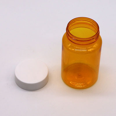 Muestras gratuitas 150ML/CC Botella de plástico PET de color naranja para medicamentos Botella de suplemento de píldoras