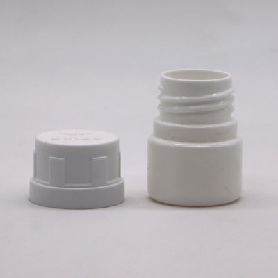 Botella de cápsulas sólidas vacías recargables de 25 ml de HDPE blanco para polvo químico