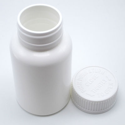 Vaso de plástico PE redondo para tabletas sólidas Capsula de almacenamiento de 150 ml Blanco