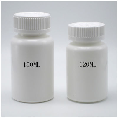 Vaso de plástico PE redondo para tabletas sólidas Capsula de almacenamiento de 150 ml Blanco