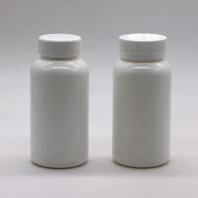 Botella de almacenamiento de pastillas de plástico HDPE de forma redonda de 200 ml con tapa invertida y material PE