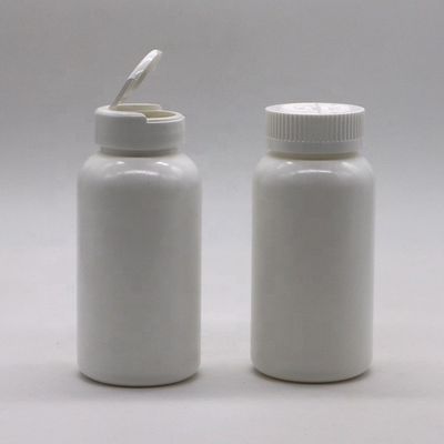 Botella de almacenamiento de pastillas de plástico HDPE de forma redonda de 200 ml con tapa invertida y material PE