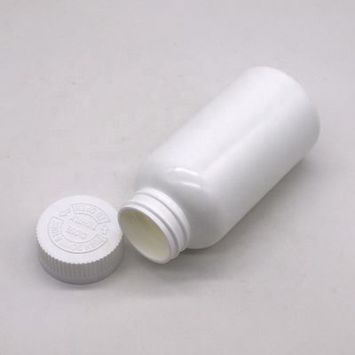 Botella de almacenamiento de pastillas de plástico HDPE de forma redonda de 200 ml con tapa invertida y material PE