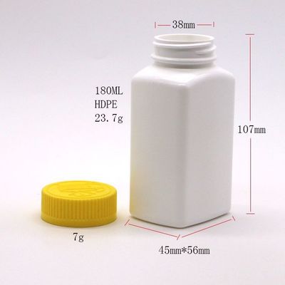 6OZ 180ml HDPE Tableta de forma cuadrada Botella de medicamento para medicina Nutrición dietética