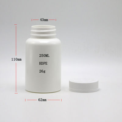 Botella de plástico HDPE con tapa de tornillo personalizada de 250 ml para pastillas de grado médico fácil de abrir